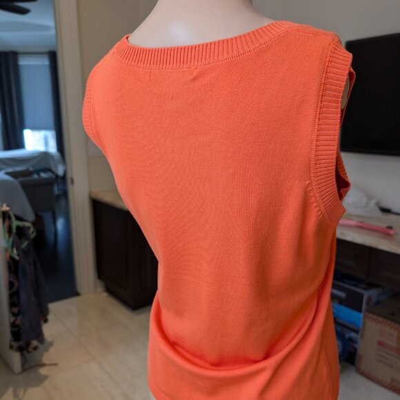 August Silk Orange Sleeveless Top Size Small - Picture 2 of 3